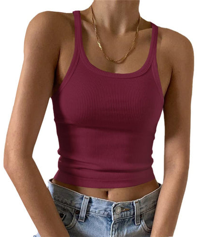 Artfish Women's Sleeveless Tank Top Form Fitting Scoop Neck Ribbed Knit Basic Cami Shirts