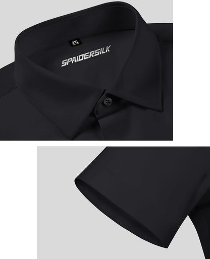 Lion Nardo Stretch Dress Shirts for Men Short Sleeve Slim Fit Casual Button Down Shirts Muscle Fit Men's Dress Shirts