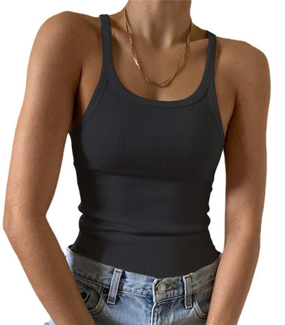 Artfish Women's Sleeveless Tank Top Form Fitting Scoop Neck Ribbed Knit Basic Cami Shirts