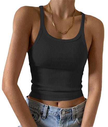 Artfish Women's Sleeveless Tank Top Form Fitting Scoop Neck Ribbed Knit Basic Cami Shirts