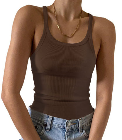 Artfish Women's Sleeveless Tank Top Form Fitting Scoop Neck Ribbed Knit Basic Cami Shirts