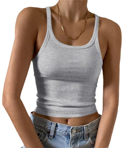 Artfish Women's Sleeveless Tank Top Form Fitting Scoop Neck Ribbed Knit Basic Cami Shirts