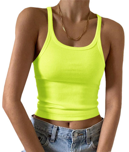 Artfish Women's Sleeveless Tank Top Form Fitting Scoop Neck Ribbed Knit Basic Cami Shirts