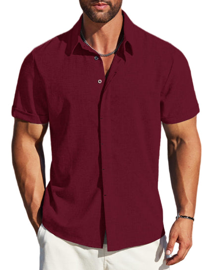 MAPICK Men's Linen Short Sleeve Button Down Shirt – Lightweight Breathable Summer Business Casual, Beach & Wedding Guest
