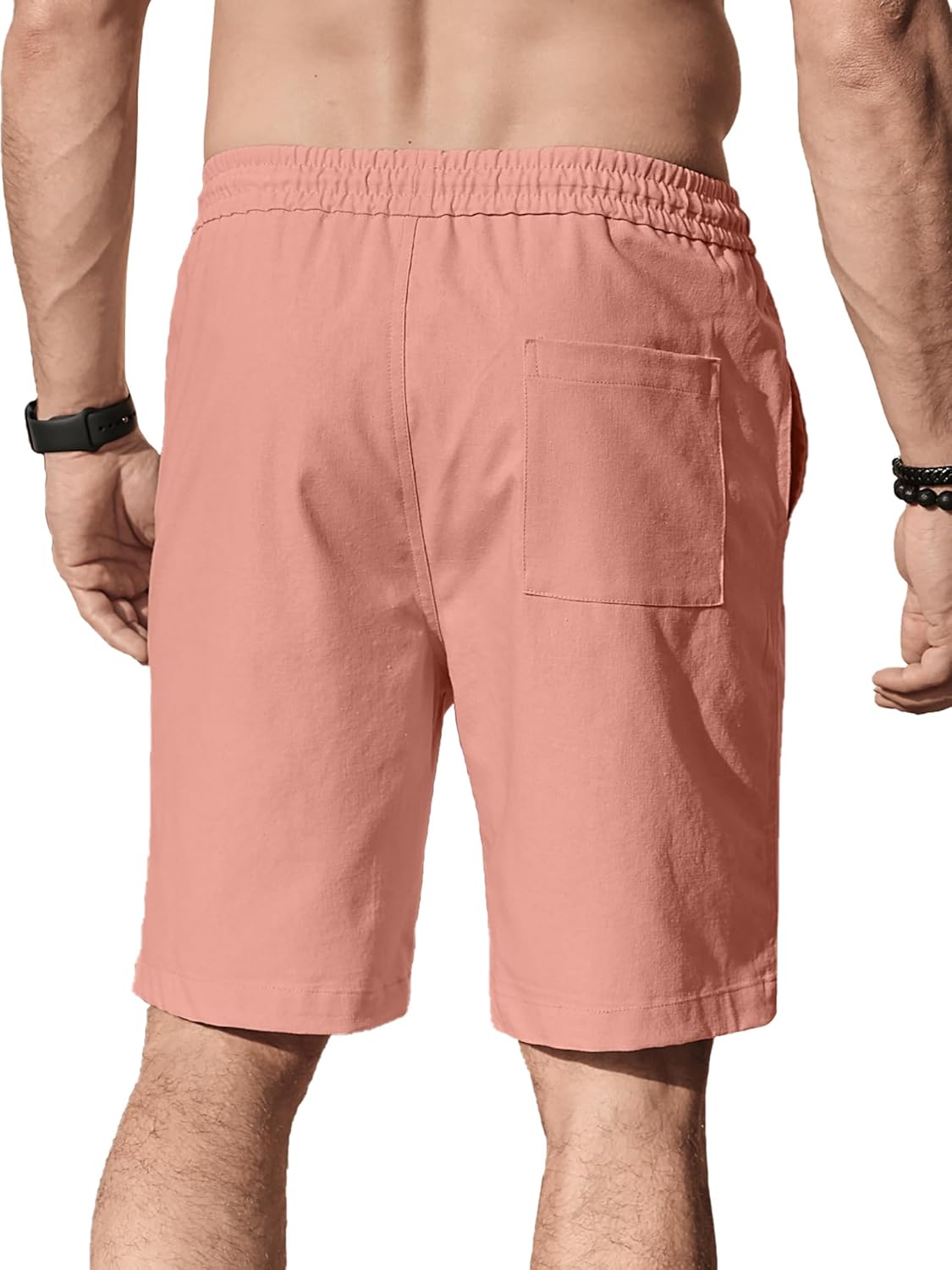 Comdecevis Men's Linen Shorts Casual Elastic Waist Drawstring Summer Beach Vacation Yoga Golf Shorts with Pockets