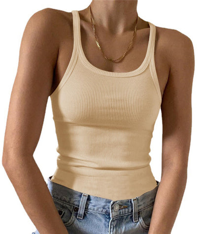 Artfish Women's Sleeveless Tank Top Form Fitting Scoop Neck Ribbed Knit Basic Cami Shirts