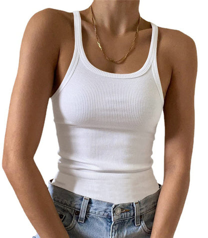Artfish Women's Sleeveless Tank Top Form Fitting Scoop Neck Ribbed Knit Basic Cami Shirts