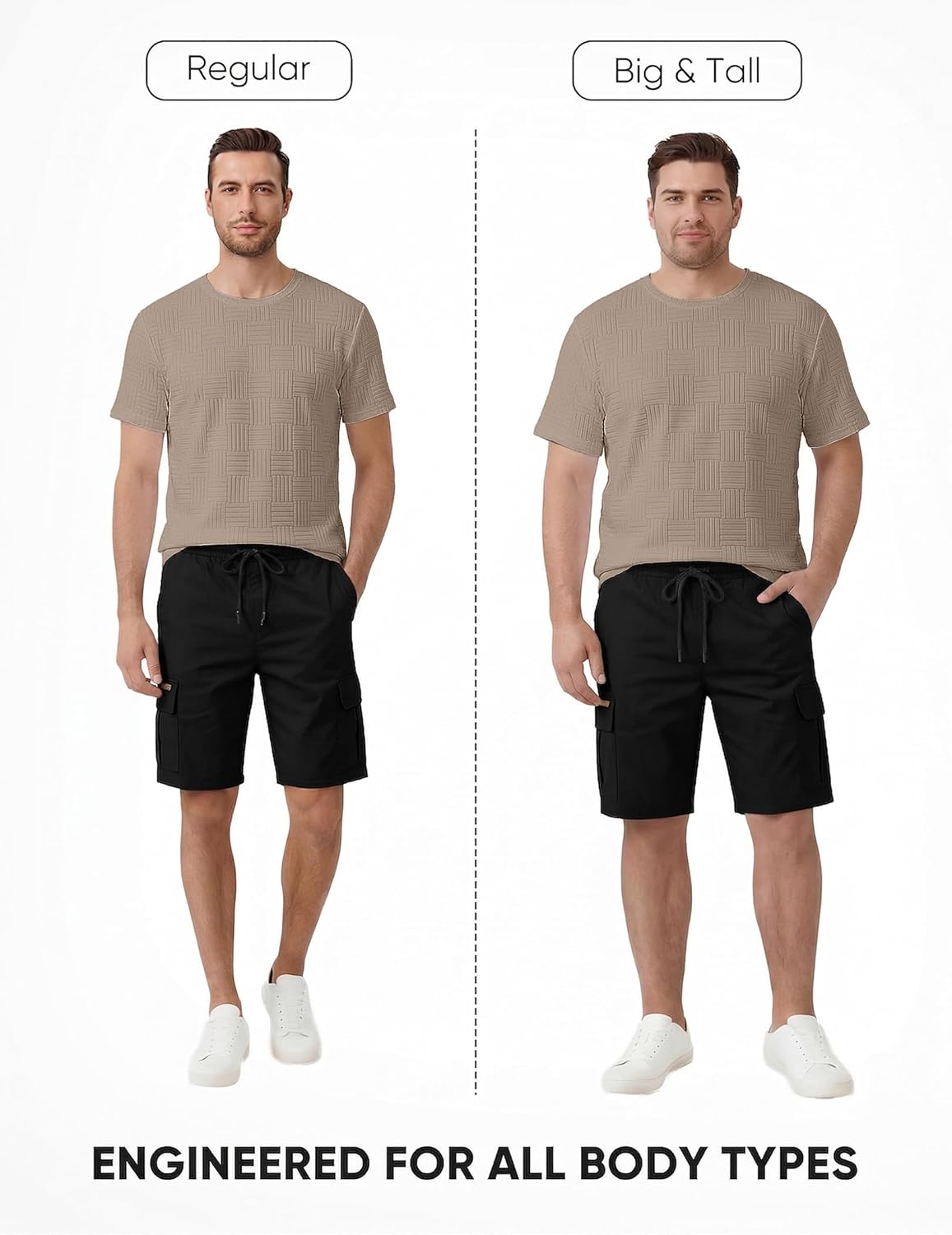 JMIERR Mens T-Shirt Casual Stretch Solid Crewneck Short Sleeve Tees Textured Shirts