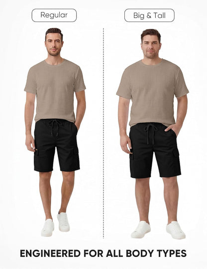 JMIERR Mens T-Shirt Casual Stretch Solid Crewneck Short Sleeve Tees Textured Shirts