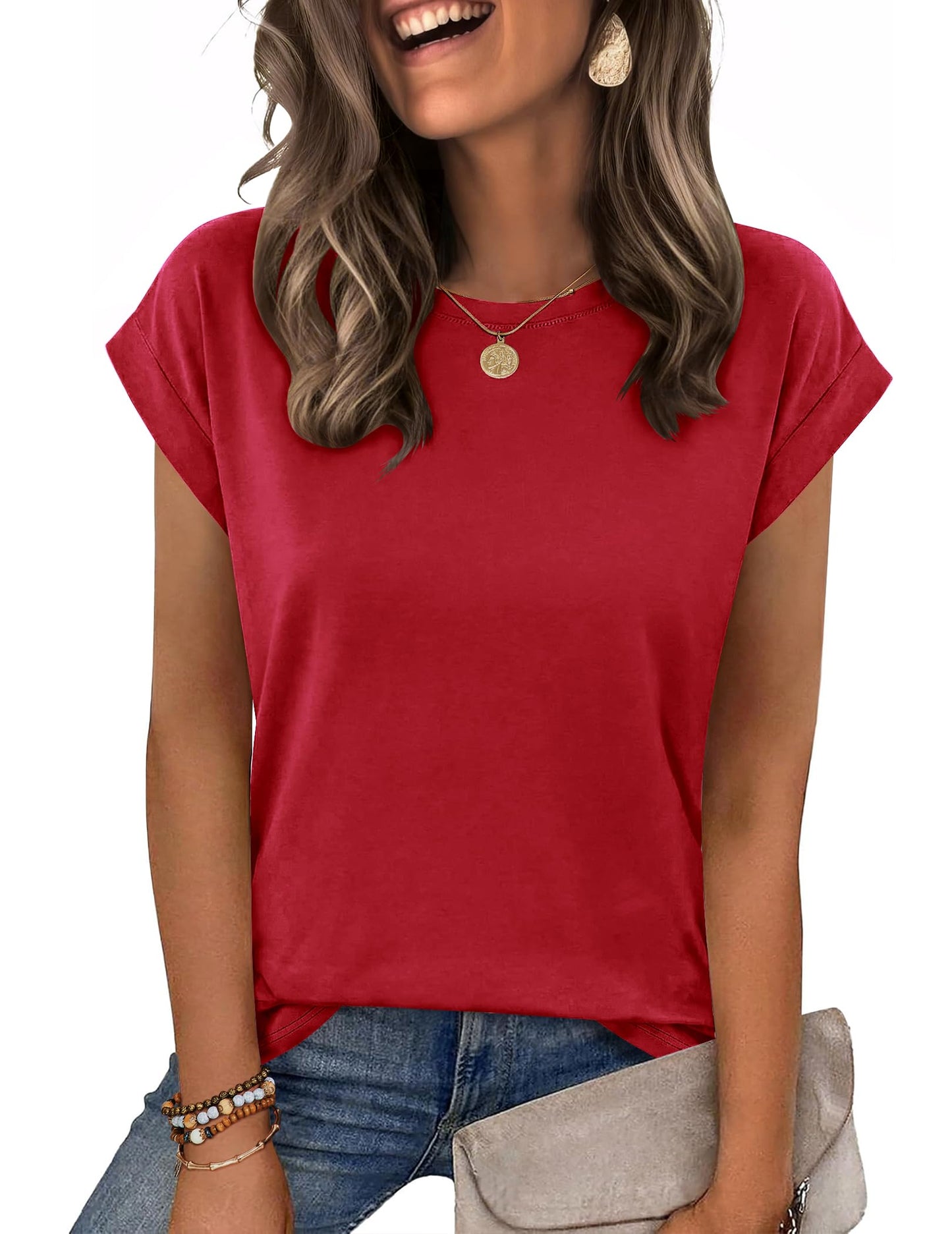 Zeagoo Womens Tops Summer Casual Cap Sleeve Tshirts Shirts Business Dressy Spring Fashion Outfits Trendy Clothes