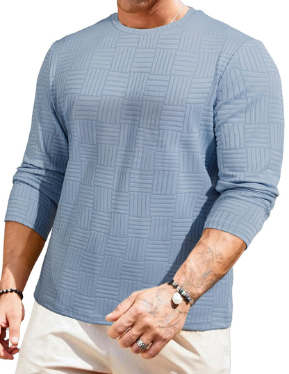 JMIERR Mens T-Shirt Casual Stretch Solid Crewneck Short Sleeve Tees Textured Shirts