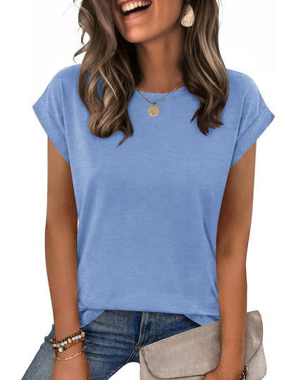 Zeagoo Womens Tops Summer Casual Cap Sleeve Tshirts Shirts Business Dressy Spring Fashion Outfits Trendy Clothes