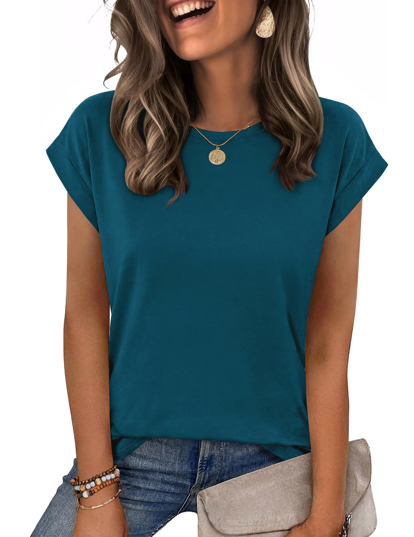 Zeagoo Womens Tops Summer Casual Cap Sleeve Tshirts Shirts Business Dressy Spring Fashion Outfits Trendy Clothes