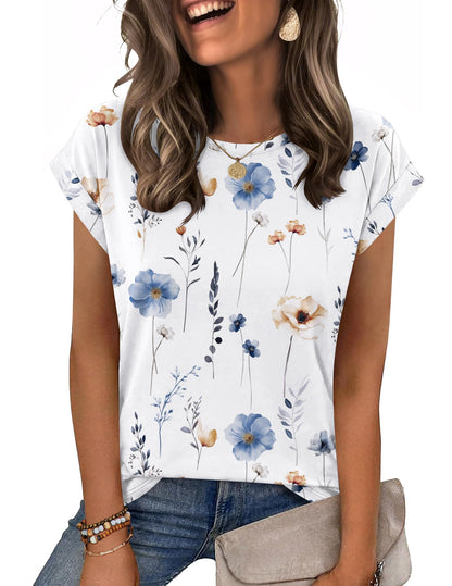 Zeagoo Womens Tops Summer Casual Cap Sleeve Tshirts Shirts Business Dressy Spring Fashion Outfits Trendy Clothes