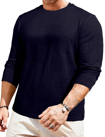 JMIERR Mens T-Shirt Casual Stretch Solid Crewneck Short Sleeve Tees Textured Shirts