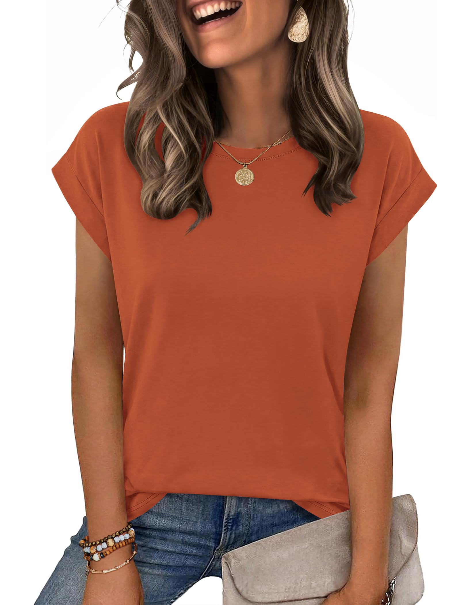 Zeagoo Womens Tops Summer Casual Cap Sleeve Tshirts Shirts Business Dressy Spring Fashion Outfits Trendy Clothes