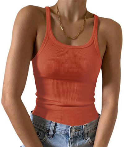 Artfish Women's Sleeveless Tank Top Form Fitting Scoop Neck Ribbed Knit Basic Cami Shirts
