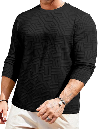 JMIERR Mens T-Shirt Casual Stretch Solid Crewneck Short Sleeve Tees Textured Shirts