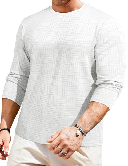 JMIERR Mens T-Shirt Casual Stretch Solid Crewneck Short Sleeve Tees Textured Shirts