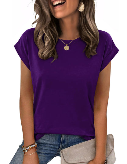 Zeagoo Womens Tops Summer Casual Cap Sleeve Tshirts Shirts Business Dressy Spring Fashion Outfits Trendy Clothes