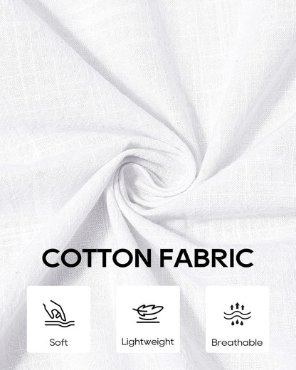 Alimens & Gentle Mens Cotton Linen Textured Shirt Long Sleeve Button Down Shirts Casual Summer Beach Wedding Tops with Pocket