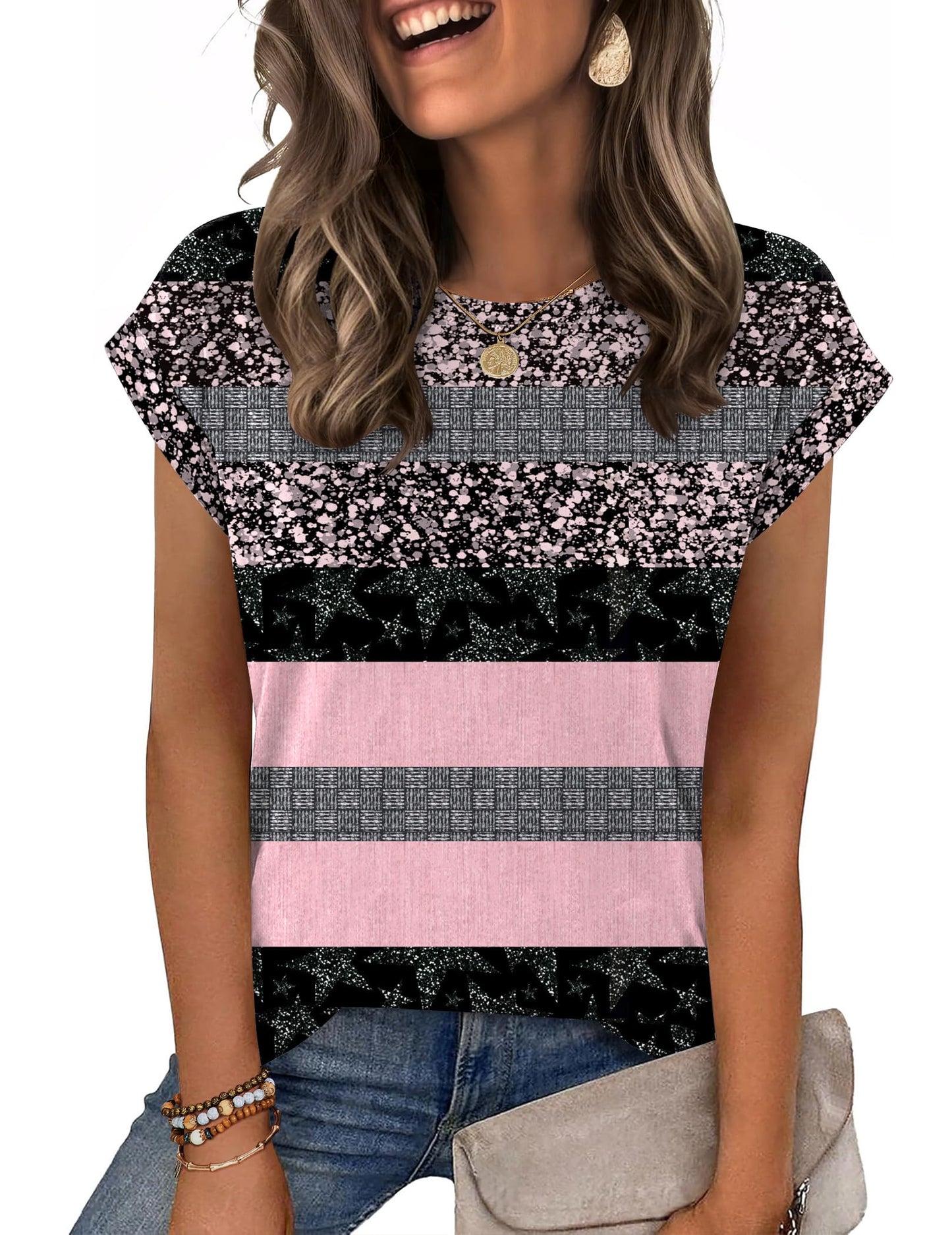 Zeagoo Womens Tops Summer Casual Cap Sleeve Tshirts Shirts Business Dressy Spring Fashion Outfits Trendy Clothes