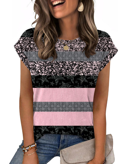 Zeagoo Womens Tops Summer Casual Cap Sleeve Tshirts Shirts Business Dressy Spring Fashion Outfits Trendy Clothes
