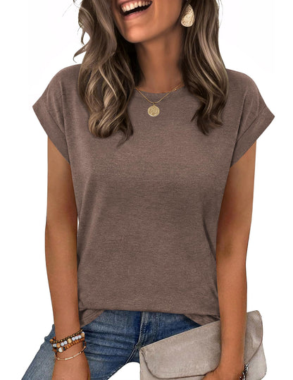 Zeagoo Womens Tops Summer Casual Cap Sleeve Tshirts Shirts Business Dressy Spring Fashion Outfits Trendy Clothes