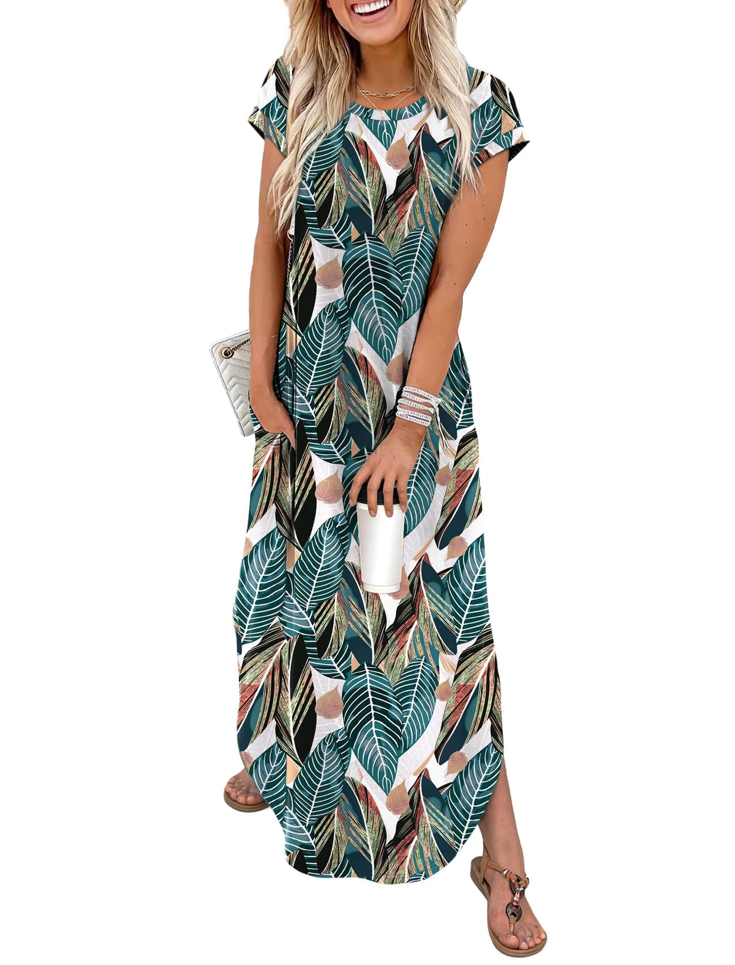 WIHOLL Summer Dresses Cap Sleeve Crewneck Maxi Long Casual Dress with Pockets Beach Vacation Sundresses 2026 Trendy