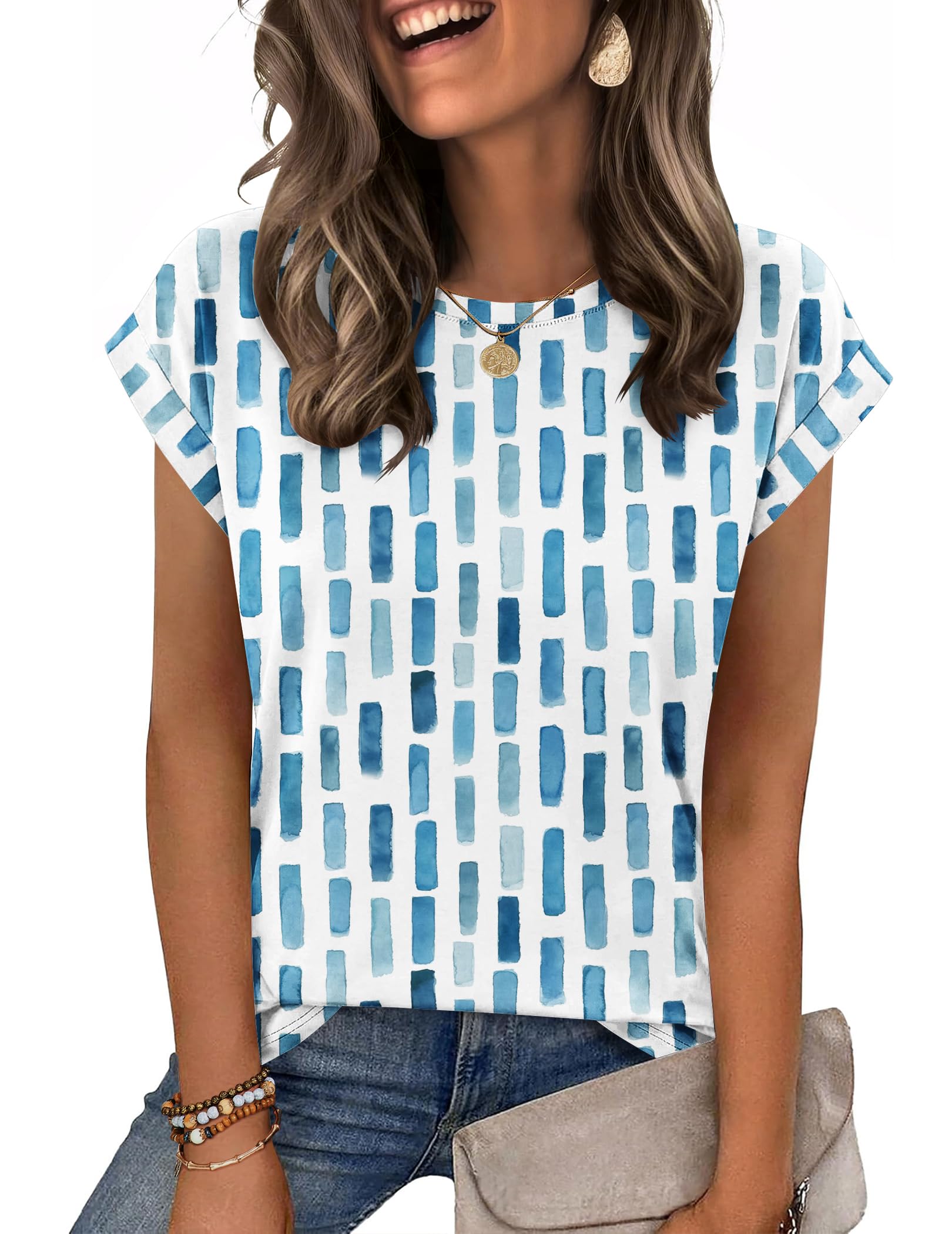 Zeagoo Womens Tops Summer Casual Cap Sleeve Tshirts Shirts Business Dressy Spring Fashion Outfits Trendy Clothes