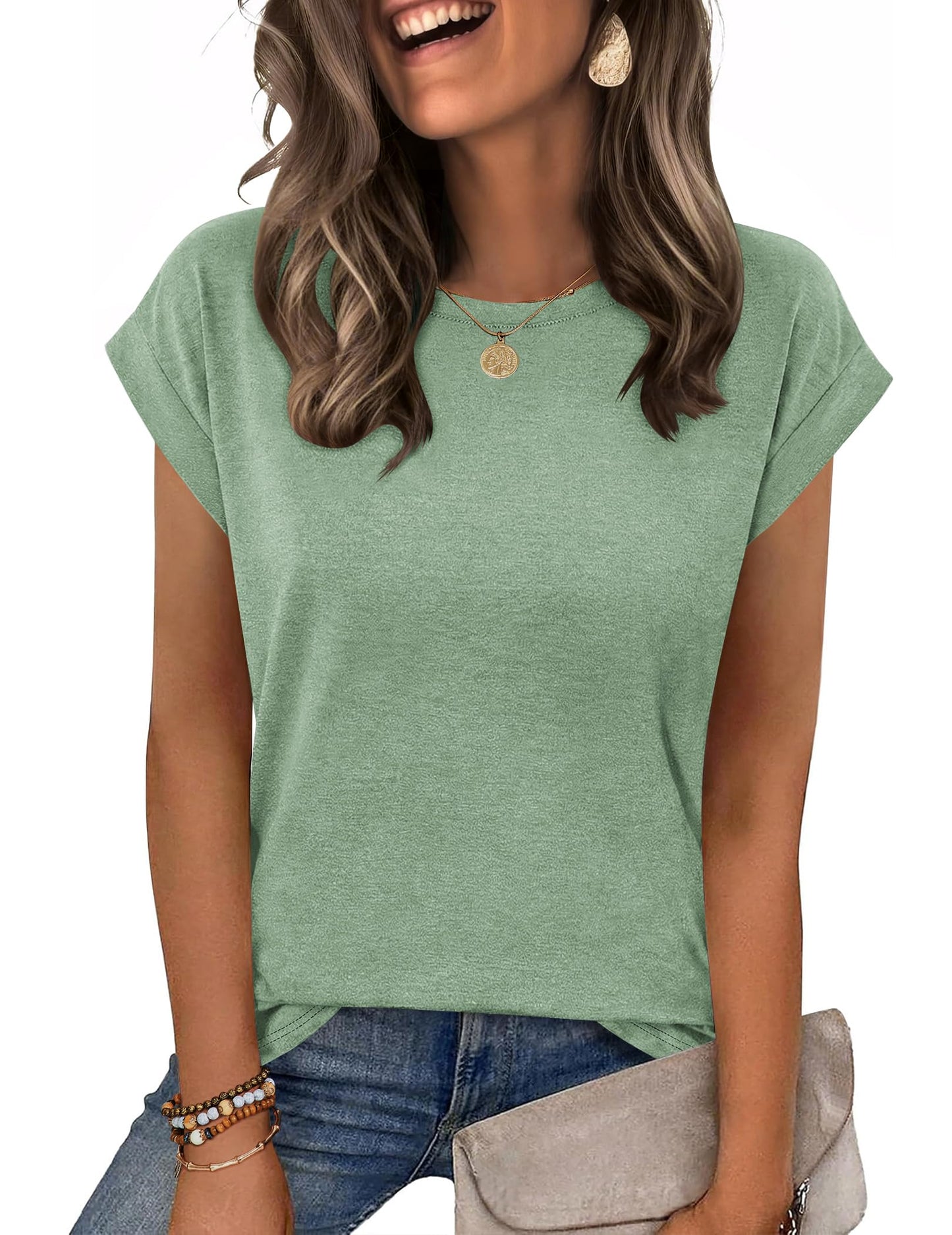 Zeagoo Womens Tops Summer Casual Cap Sleeve Tshirts Shirts Business Dressy Spring Fashion Outfits Trendy Clothes