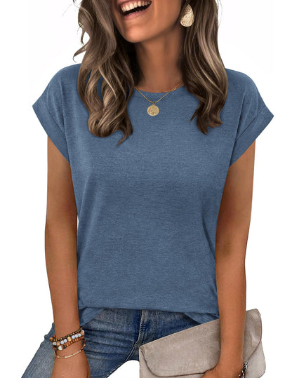 Zeagoo Womens Tops Summer Casual Cap Sleeve Tshirts Shirts Business Dressy Spring Fashion Outfits Trendy Clothes