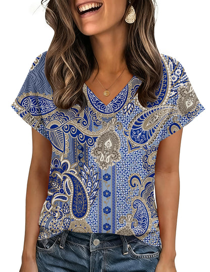 Zeagoo Womens Summer Tops Rolled Short Sleeve V Neck Shirts Casual Dressy Business Work Blouses Outfits