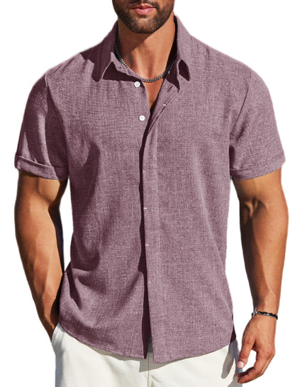 MAPICK Men's Linen Short Sleeve Button Down Shirt – Lightweight Breathable Summer Business Casual, Beach & Wedding Guest