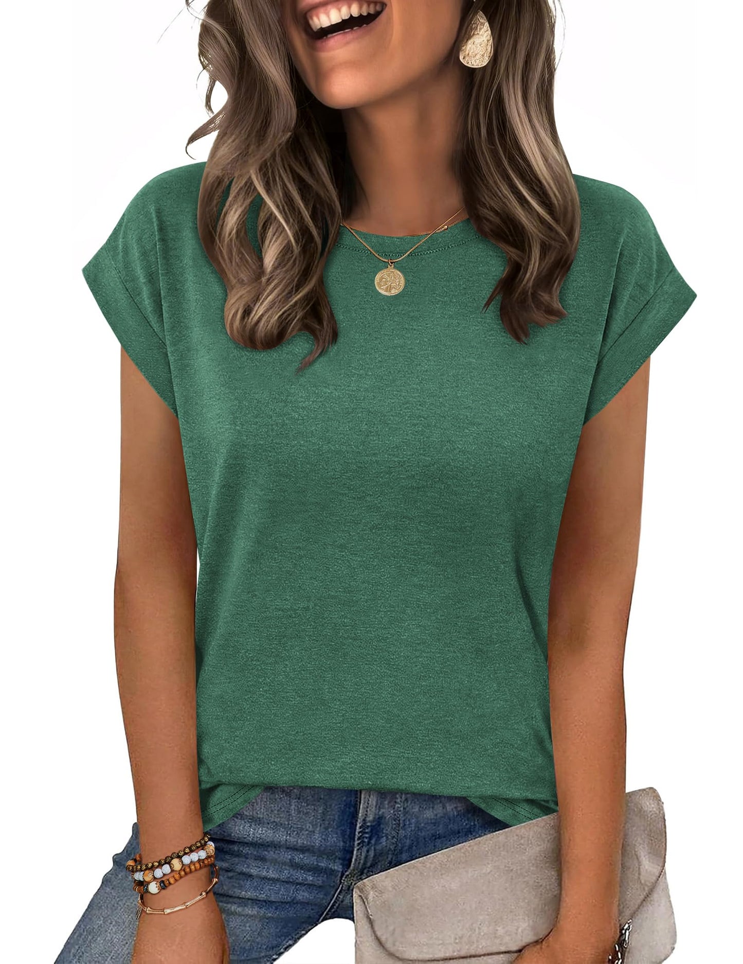 Zeagoo Womens Tops Summer Casual Cap Sleeve Tshirts Shirts Business Dressy Spring Fashion Outfits Trendy Clothes