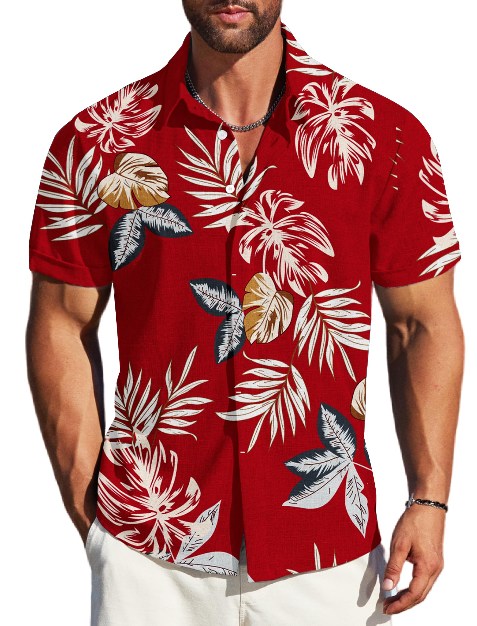 MAPICK Men's Linen Short Sleeve Button Down Shirt – Lightweight Breathable Summer Business Casual, Beach & Wedding Guest