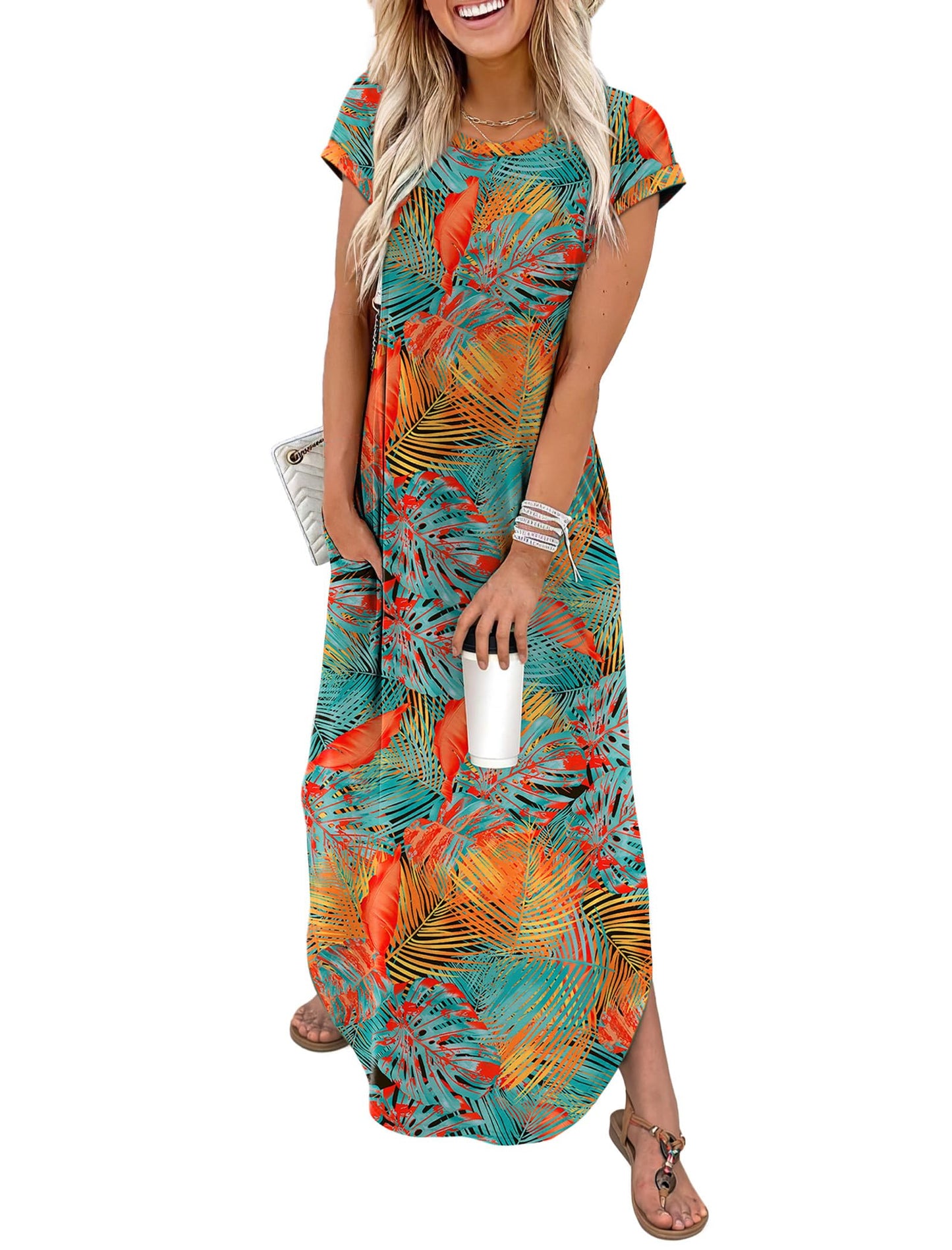 WIHOLL Summer Dresses Cap Sleeve Crewneck Maxi Long Casual Dress with Pockets Beach Vacation Sundresses 2026 Trendy