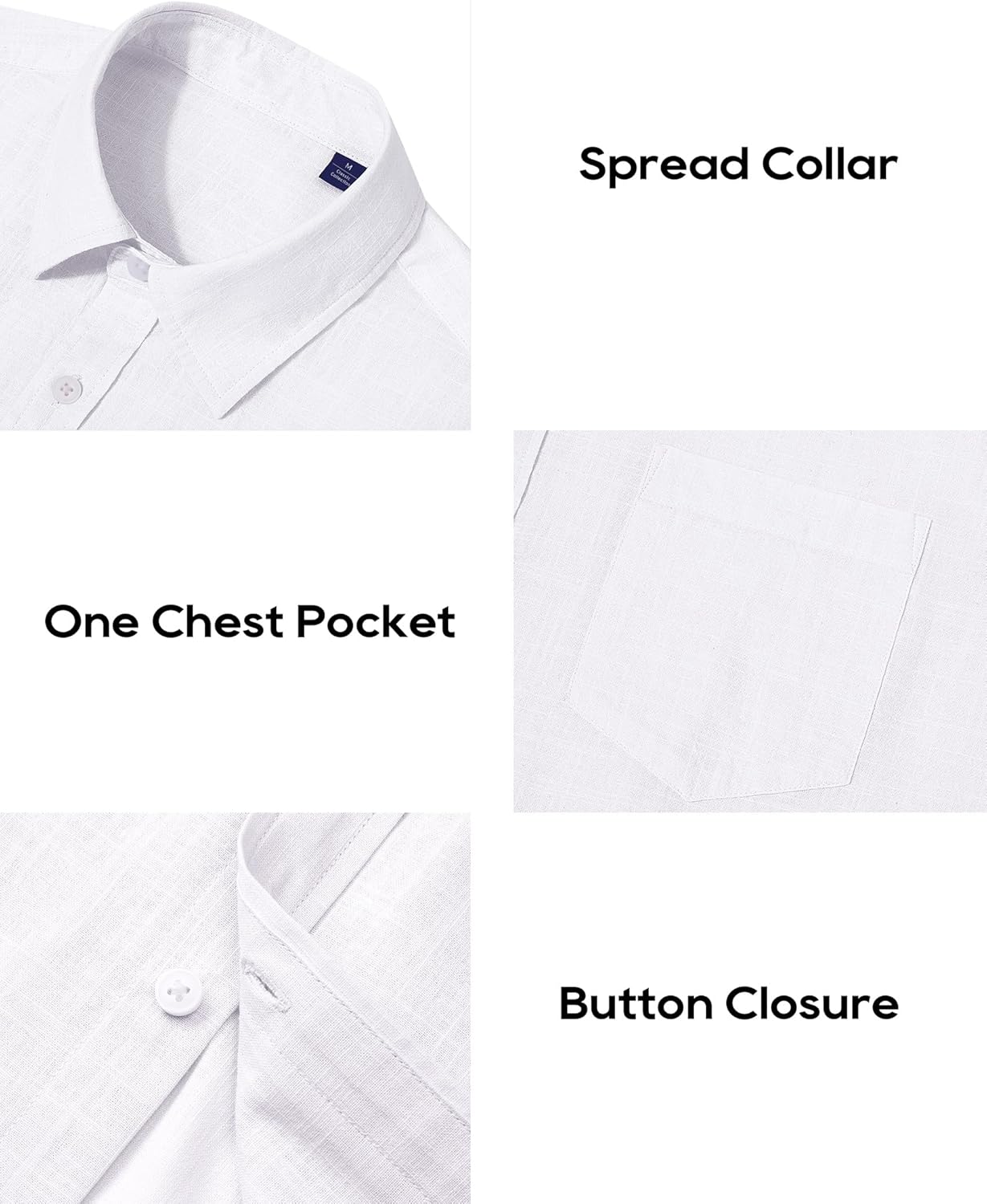 Alimens & Gentle Mens Cotton Linen Textured Shirt Long Sleeve Button Down Shirts Casual Summer Beach Wedding Tops with Pocket