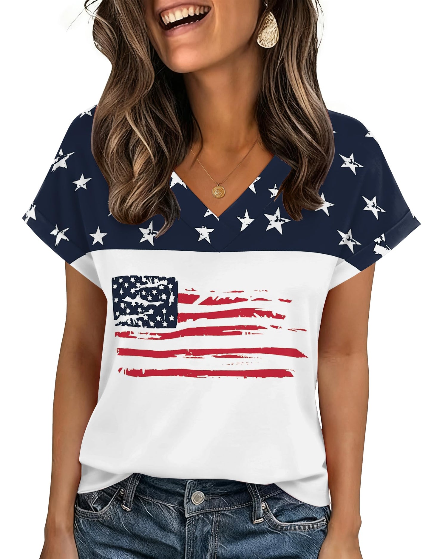Zeagoo Womens Summer Tops Rolled Short Sleeve V Neck Shirts Casual Dressy Business Work Blouses Outfits