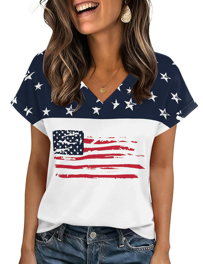 Zeagoo Womens Summer Tops Rolled Short Sleeve V Neck Shirts Casual Dressy Business Work Blouses Outfits