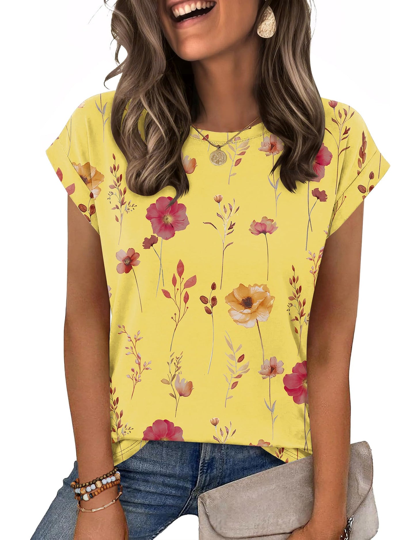 Zeagoo Womens Tops Summer Casual Cap Sleeve Tshirts Shirts Business Dressy Spring Fashion Outfits Trendy Clothes