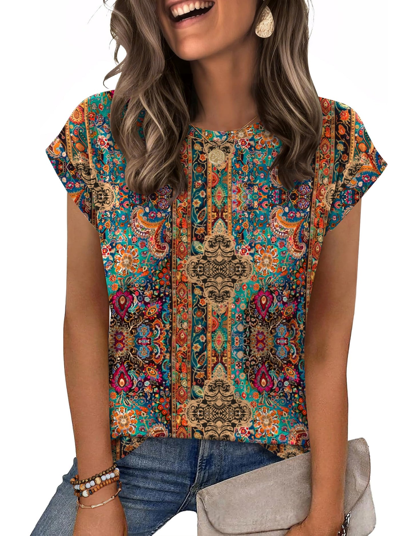 Zeagoo Womens Tops Summer Casual Cap Sleeve Tshirts Shirts Business Dressy Spring Fashion Outfits Trendy Clothes