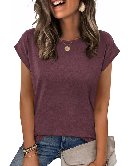 Zeagoo Womens Tops Summer Casual Cap Sleeve Tshirts Shirts Business Dressy Spring Fashion Outfits Trendy Clothes