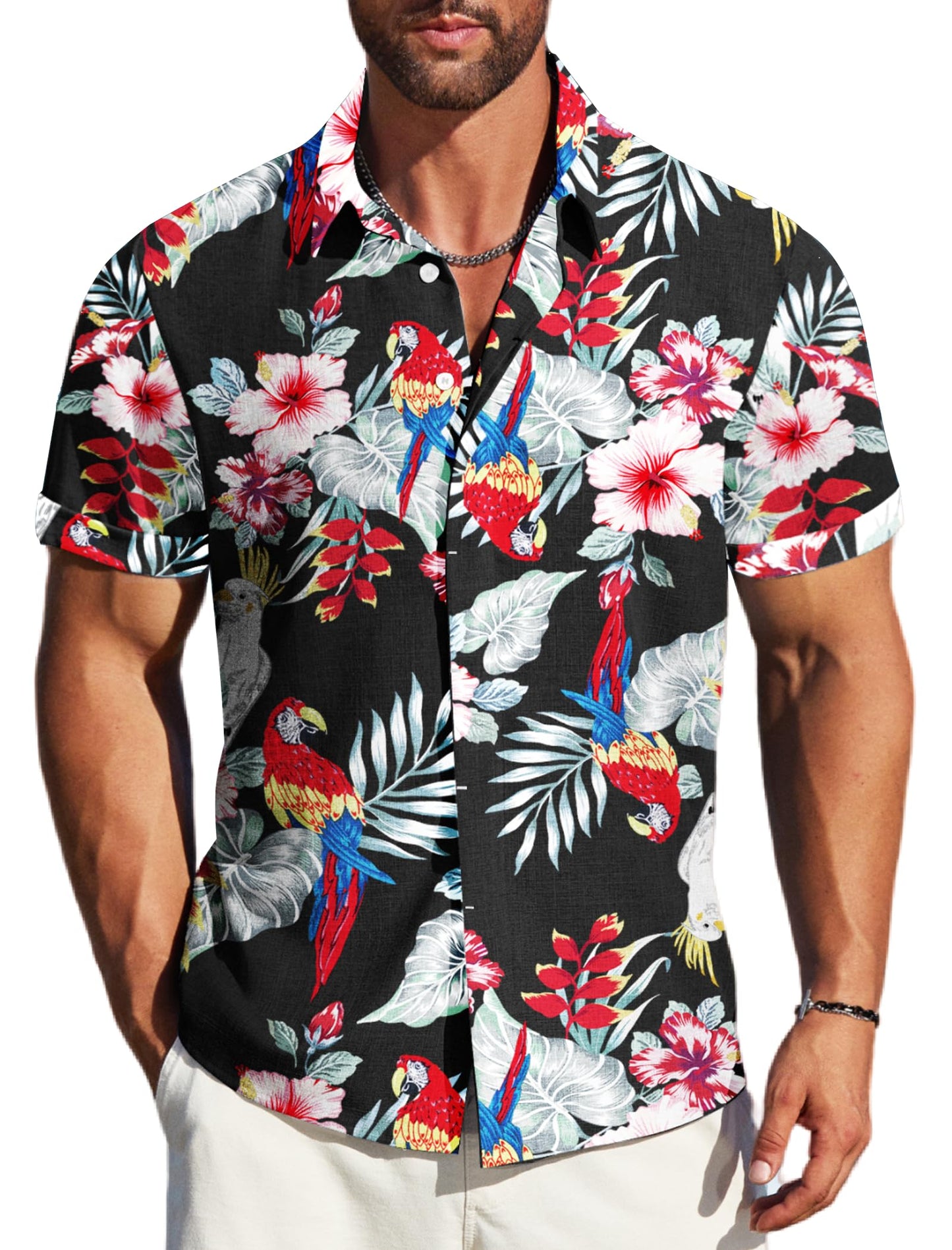 MAPICK Men's Linen Short Sleeve Button Down Shirt – Lightweight Breathable Summer Business Casual, Beach & Wedding Guest