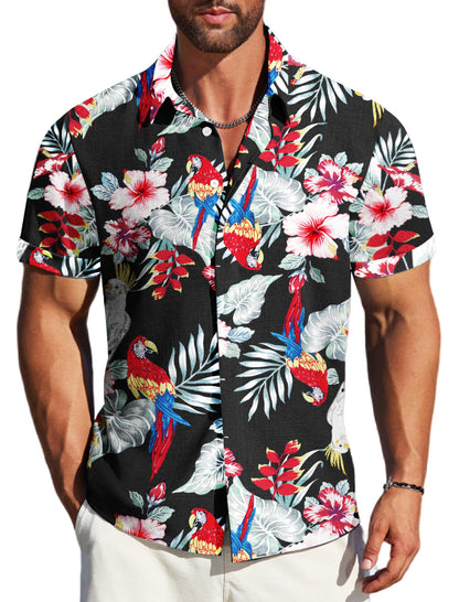MAPICK Men's Linen Short Sleeve Button Down Shirt – Lightweight Breathable Summer Business Casual, Beach & Wedding Guest
