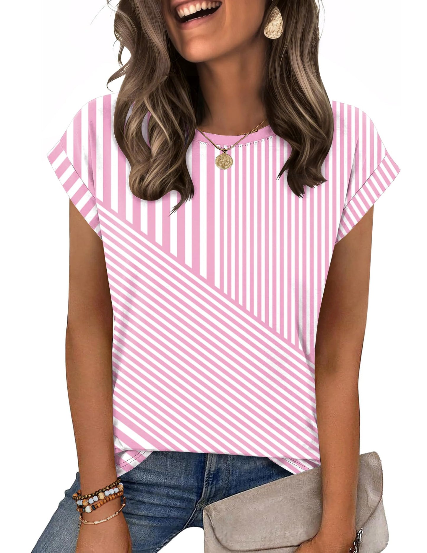 Zeagoo Womens Tops Summer Casual Cap Sleeve Tshirts Shirts Business Dressy Spring Fashion Outfits Trendy Clothes
