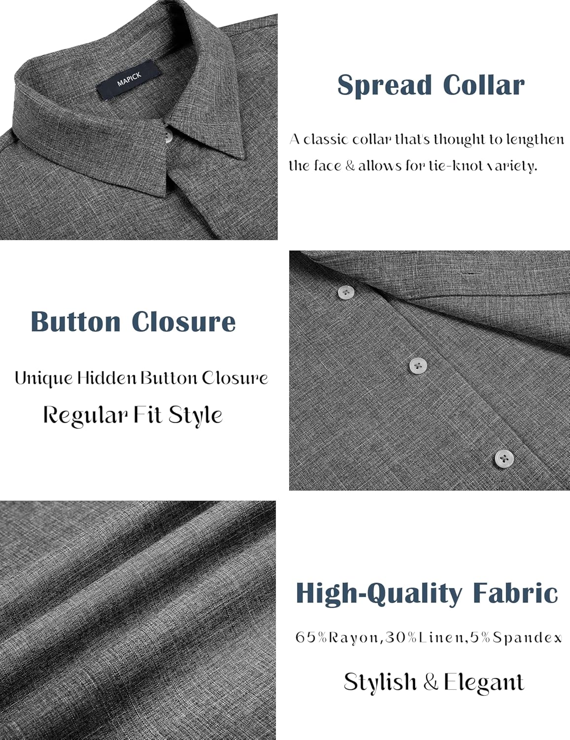 MAPICK Men's Linen Short Sleeve Button Down Shirt – Lightweight Breathable Summer Business Casual, Beach & Wedding Guest